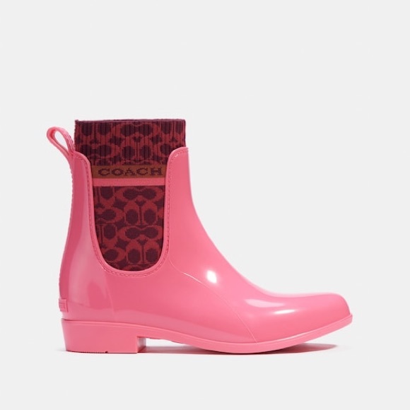 NWT Coach Rivington Rain Bootie in Bright Watermelon. Size 8 - Picture 6 of 8